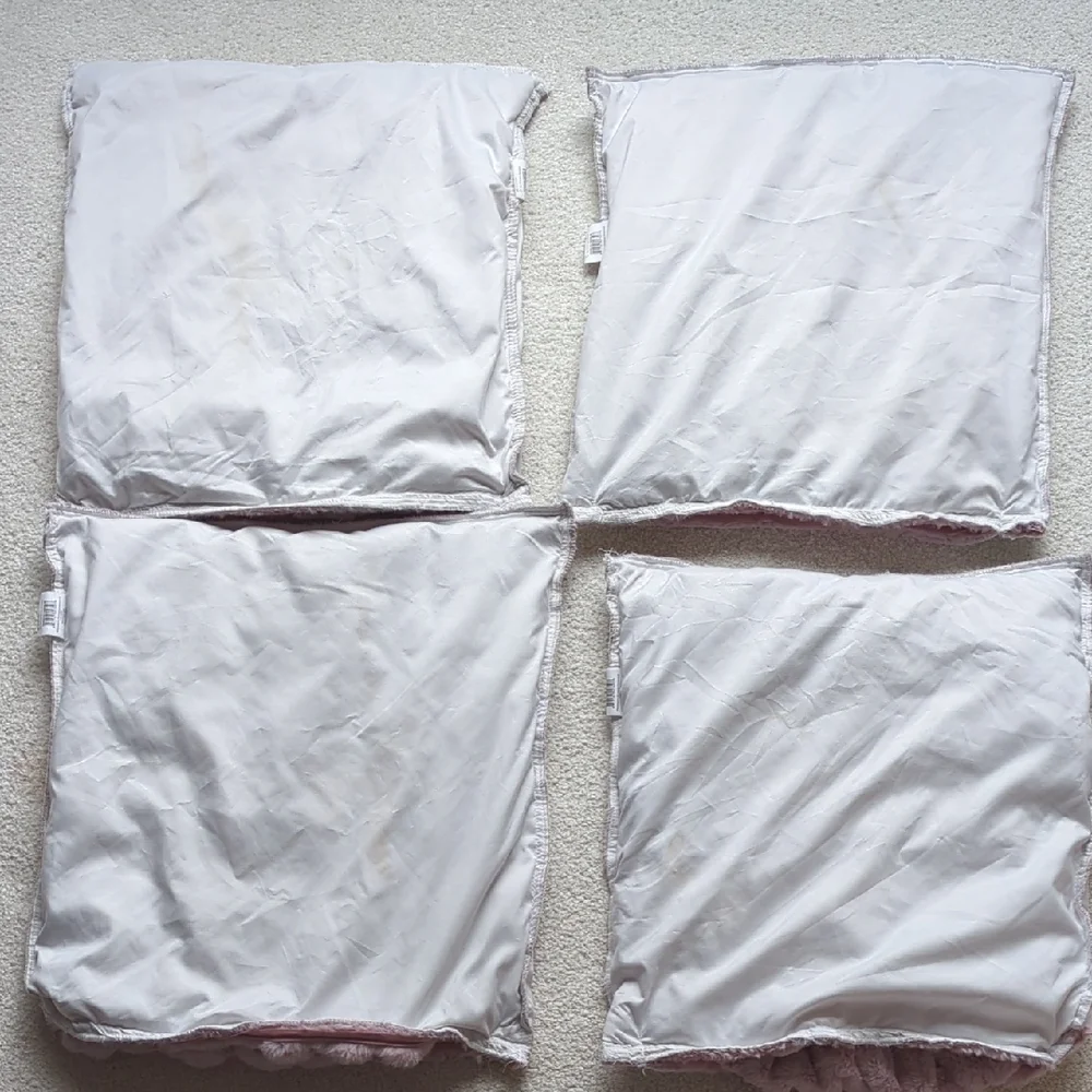 Set of Four Pink Faux Fur Pillow Covers